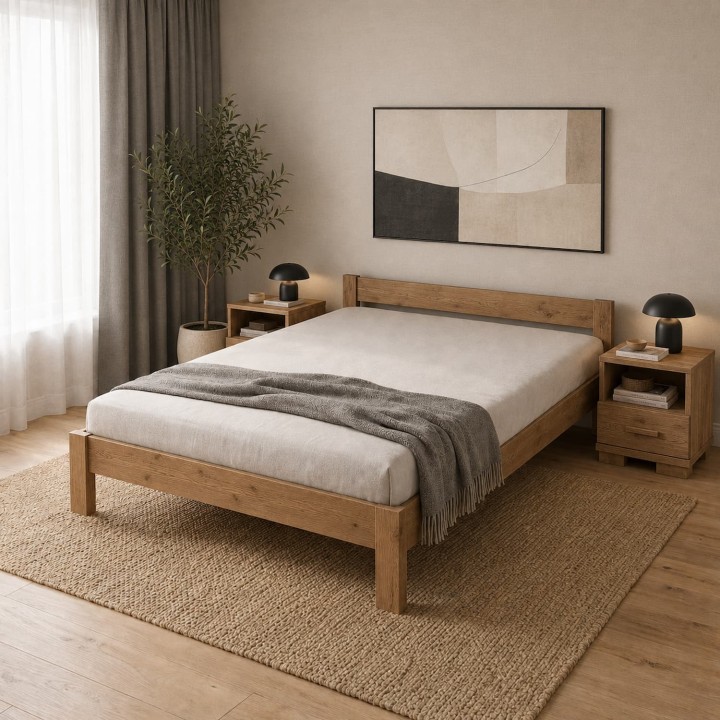 Łóżko dębowe sęczne AMETYST 2/1 wymiar 120x200