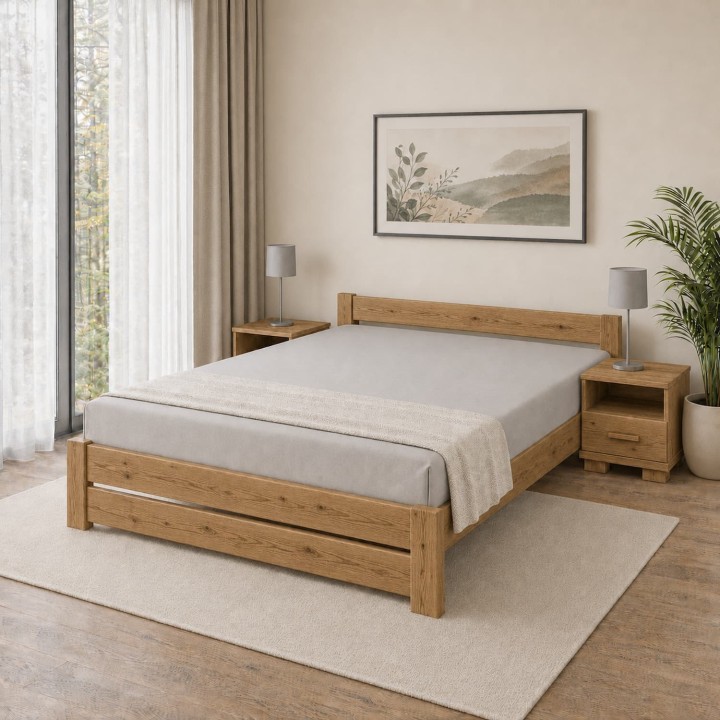 Łóżko dębowe sęczne AMETYST 2/2 wymiar 120x190