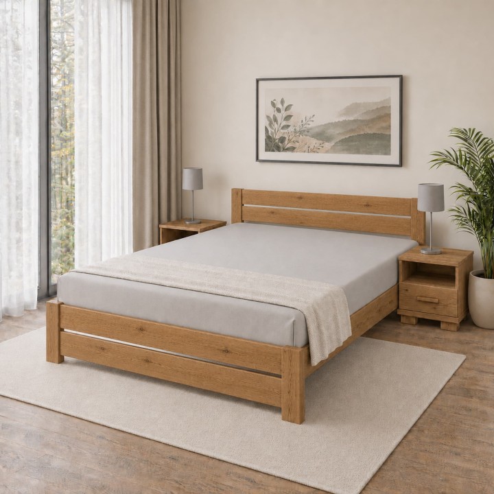 Łóżko dębowe sęczne AMETYST 3/2 wymiar 120x200