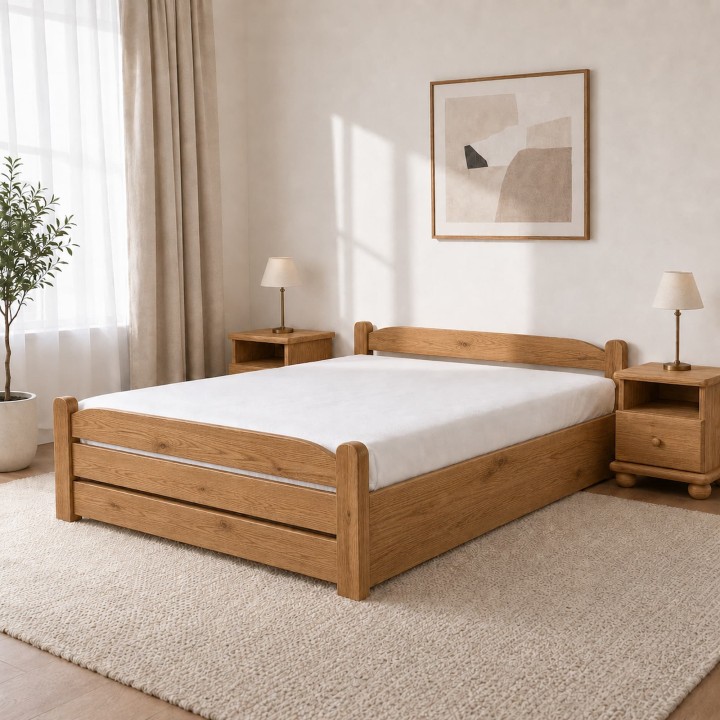 Łóżko dębowe sęczne AMETYST 4/2 (rama drewniana) wymiar 120x200